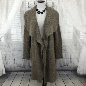 Joie Womens Medium Brown Beige Yanet Drape Front Long Cardigan Sweater Wool